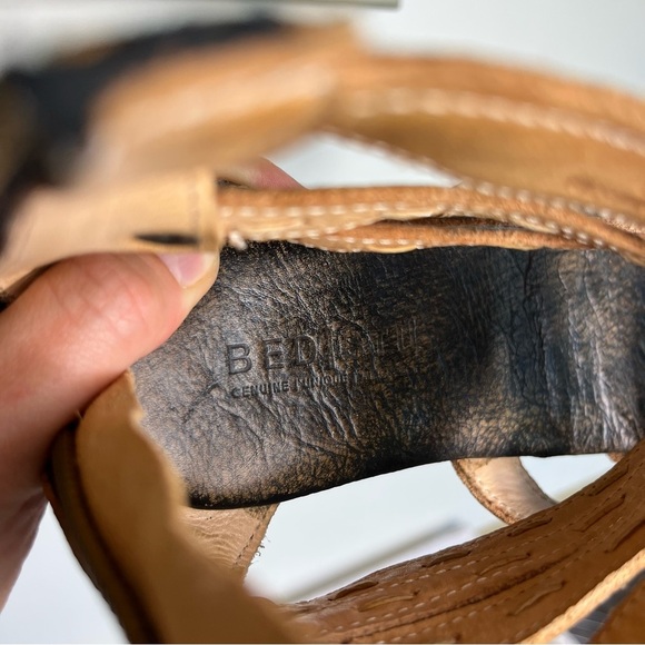 Bed|Stu Artemis Gladiator Sandals 6 Black Distressed Leather Boho Festival - Picture 14 of 14